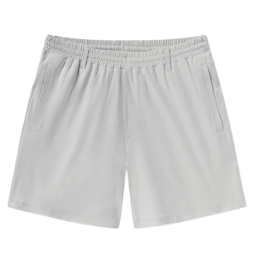 Light gray Southern Shirt Co shorts on a white background