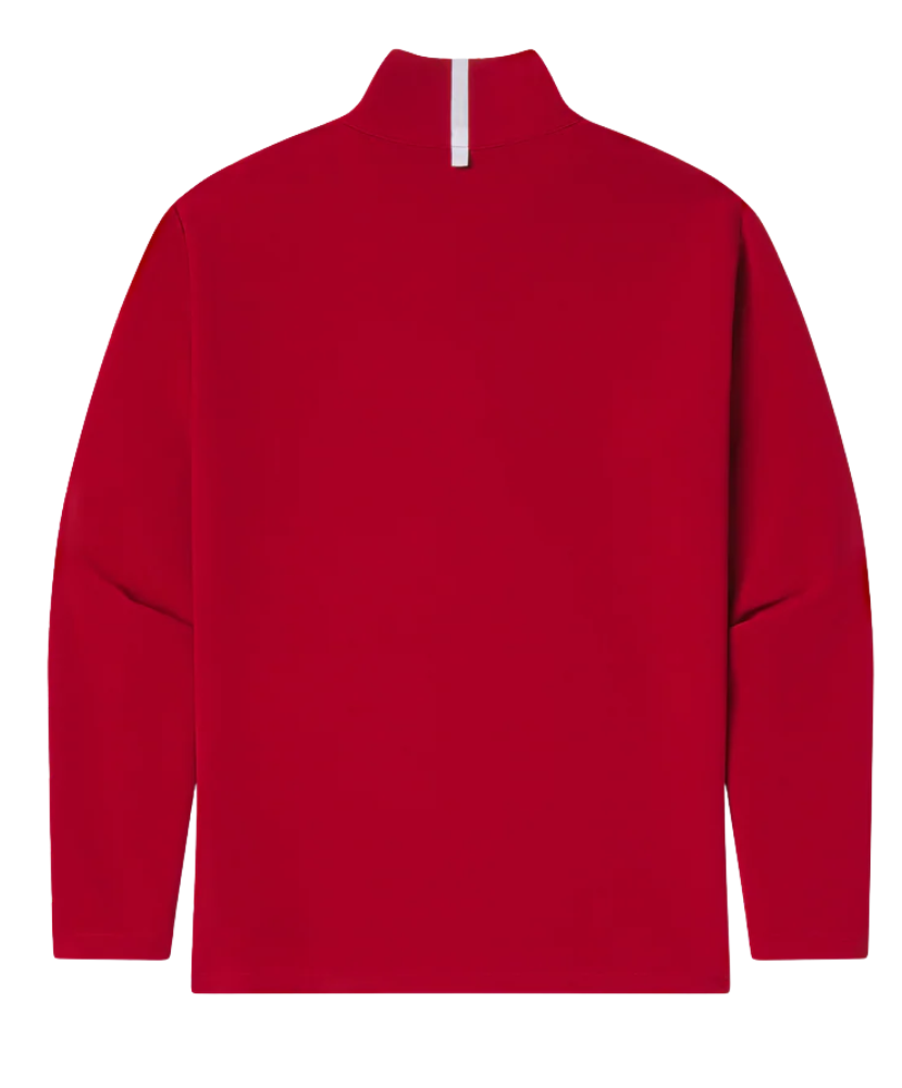 A crimson pullover on a white background