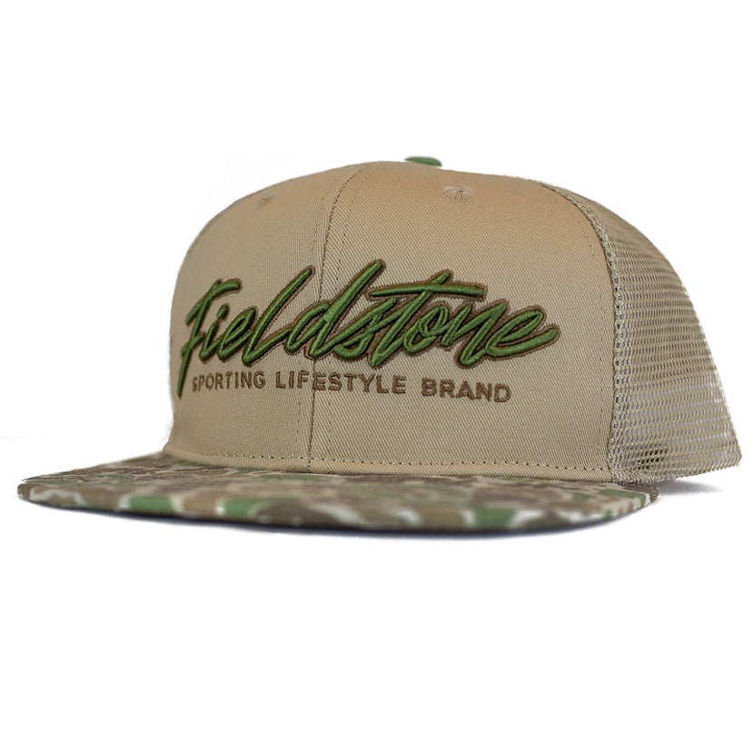Fieldstone - 6 Panel Script Logo Camo Bill Hat