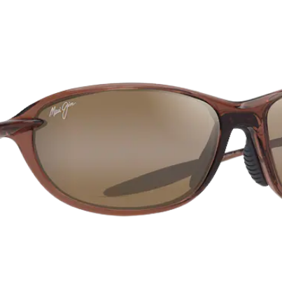 Maui Jim Polarized Sunglasses with brown frame and lenses on a white background