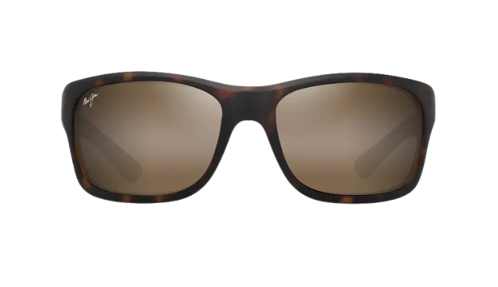 Sunglasses with tortoiseshell frame and brown lenses on a white background