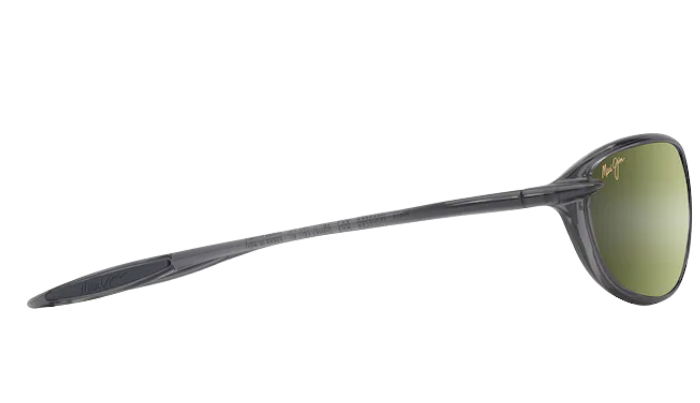 Maui Jim polarized Sunglasses with green HT lenses and black frame on a white background