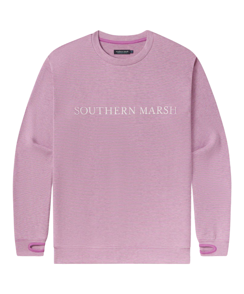 Pink sweatshirt with 'Southern Marsh' logo on a white background