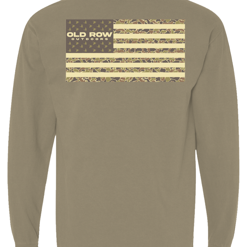 Old Row - 80's Camo Flag Long Sleeve Tee
