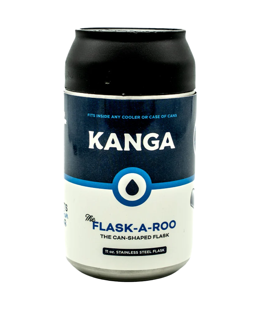 Kanga Flask-A-Roo can-shaped flask on a white background
