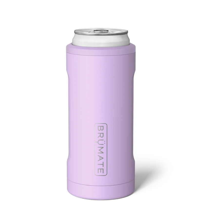 Purple can holder with white top on a white background