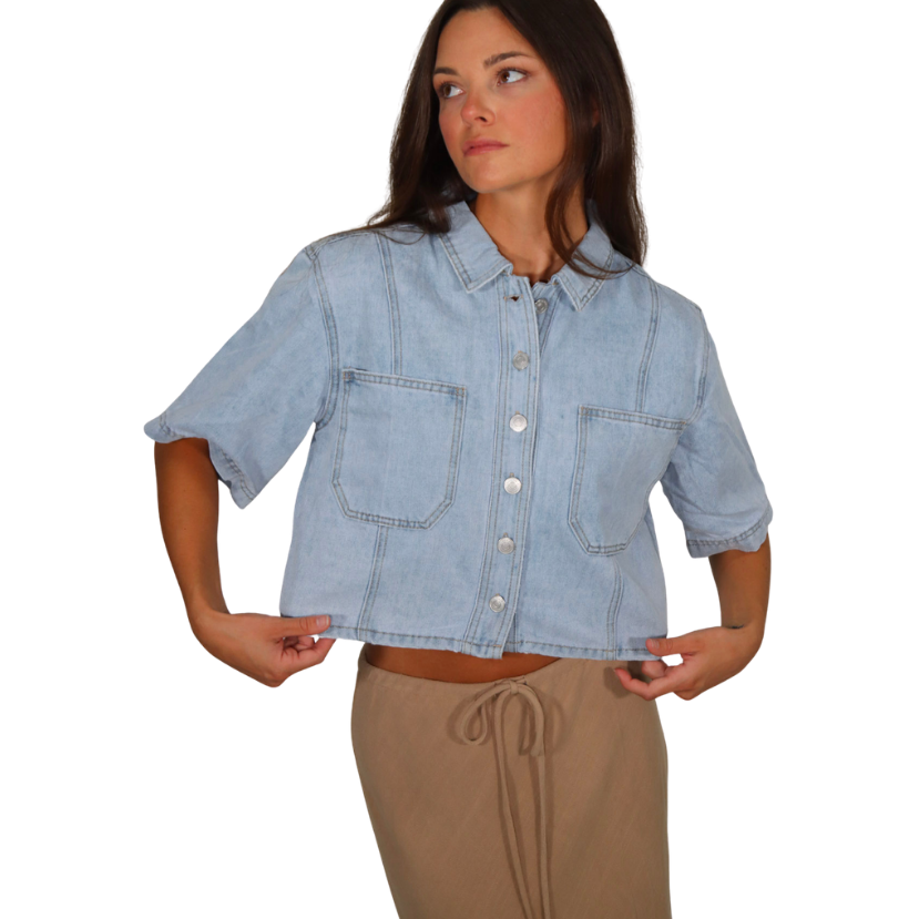 Cate Cropped Denim Shirt