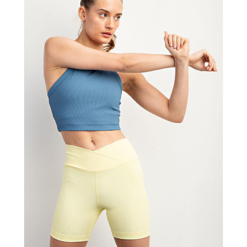 Crossover Ribbed Biker Shorts