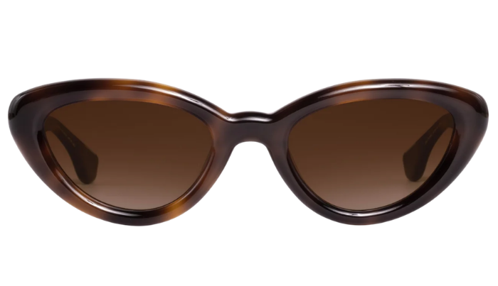 Krewe sunglasses with tortoiseshell frame and brown lenses on a white background