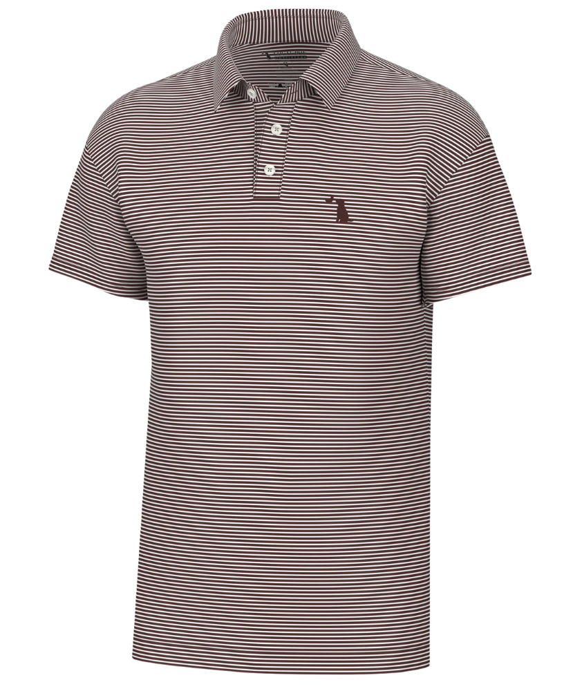 LOCAL BOY Striped polo shirt with a small logo on a white background