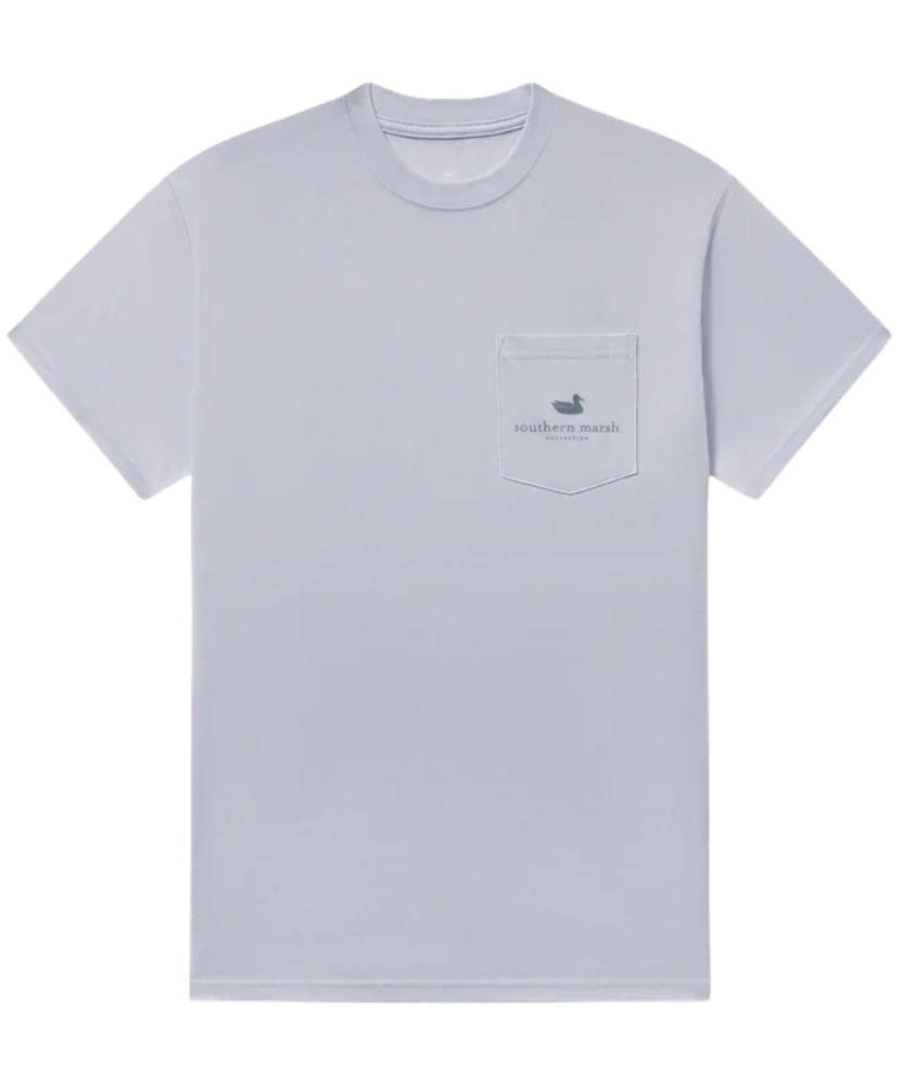 Light gray t-shirt with a small Southern Marsh logo on the chest against a white background