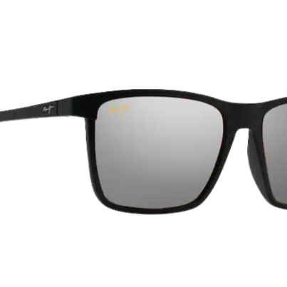 Black Maui Jim sunglasses with reflective polarized lenses on a white background