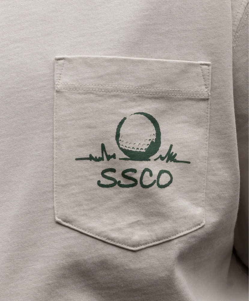 Gray shirt with a green logo and 'SSCO' text on the chest pocket