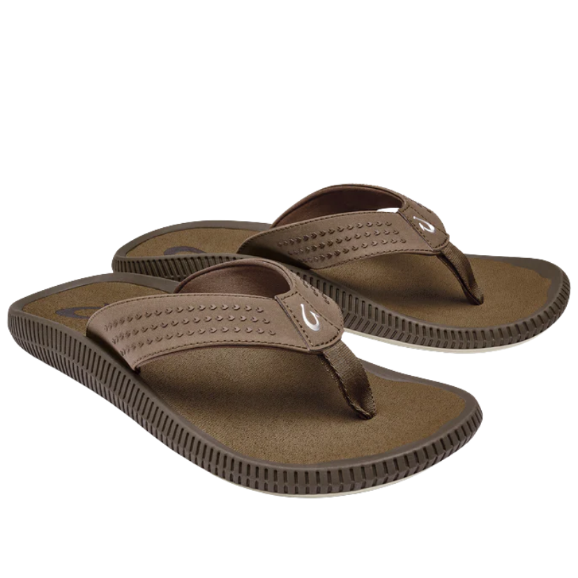 Pair of brown sandals on a white background
