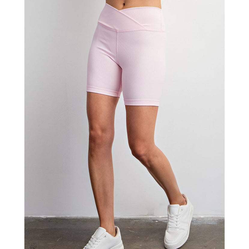 Crossover Ribbed Biker Shorts