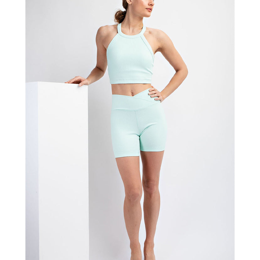 Crossover Ribbed Biker Shorts