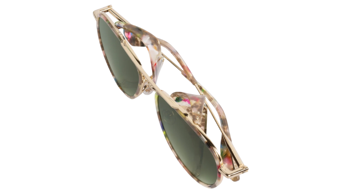 Krewe Sunglasses with floral patterned arms on a white background
