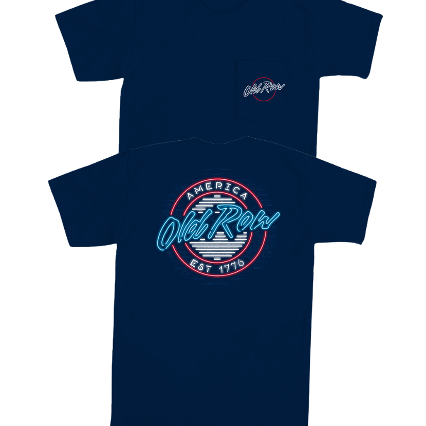 Old Row - USA Neon Circle Logo Pocket Tee