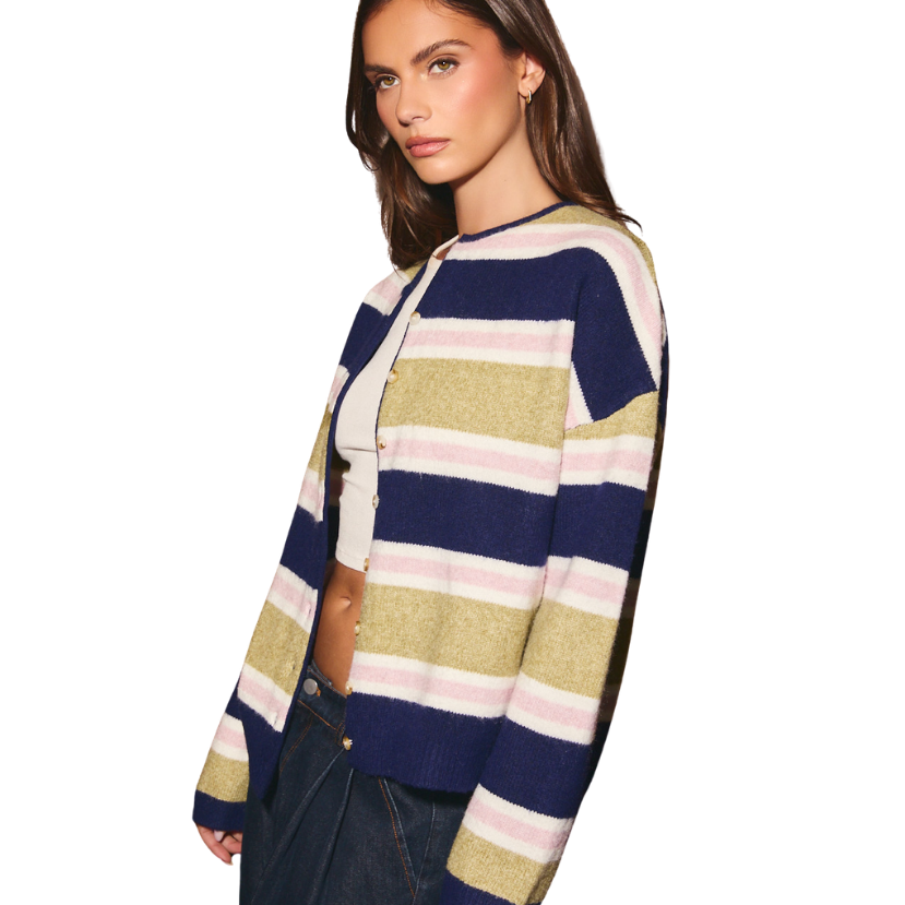 Violet Long Sleeve Stripe Cardigan