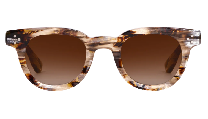 Krewe tortoiseshell sunglasses with brown gradient lenses on a white background