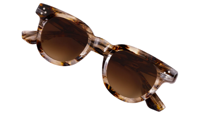 Krewe tortoiseshell sunglasses with brown gradient lenses on a white background