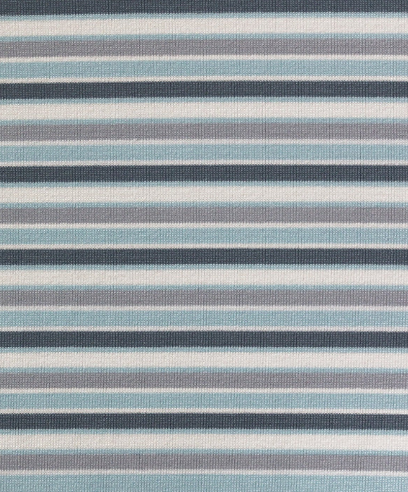 Striped fabric pattern with blue, gray, purple, and white colors.