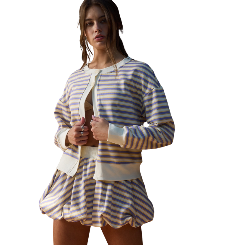Dani Dual-Button Striped Cardigan