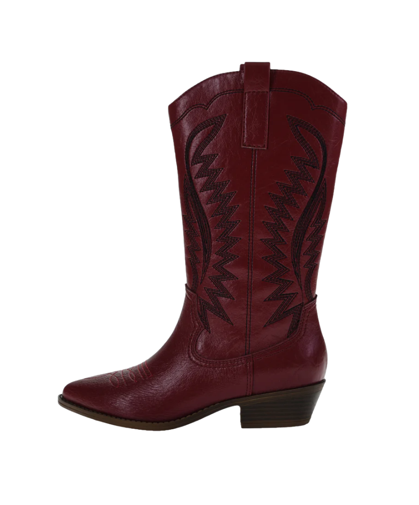 Red cowboy boot on a white background