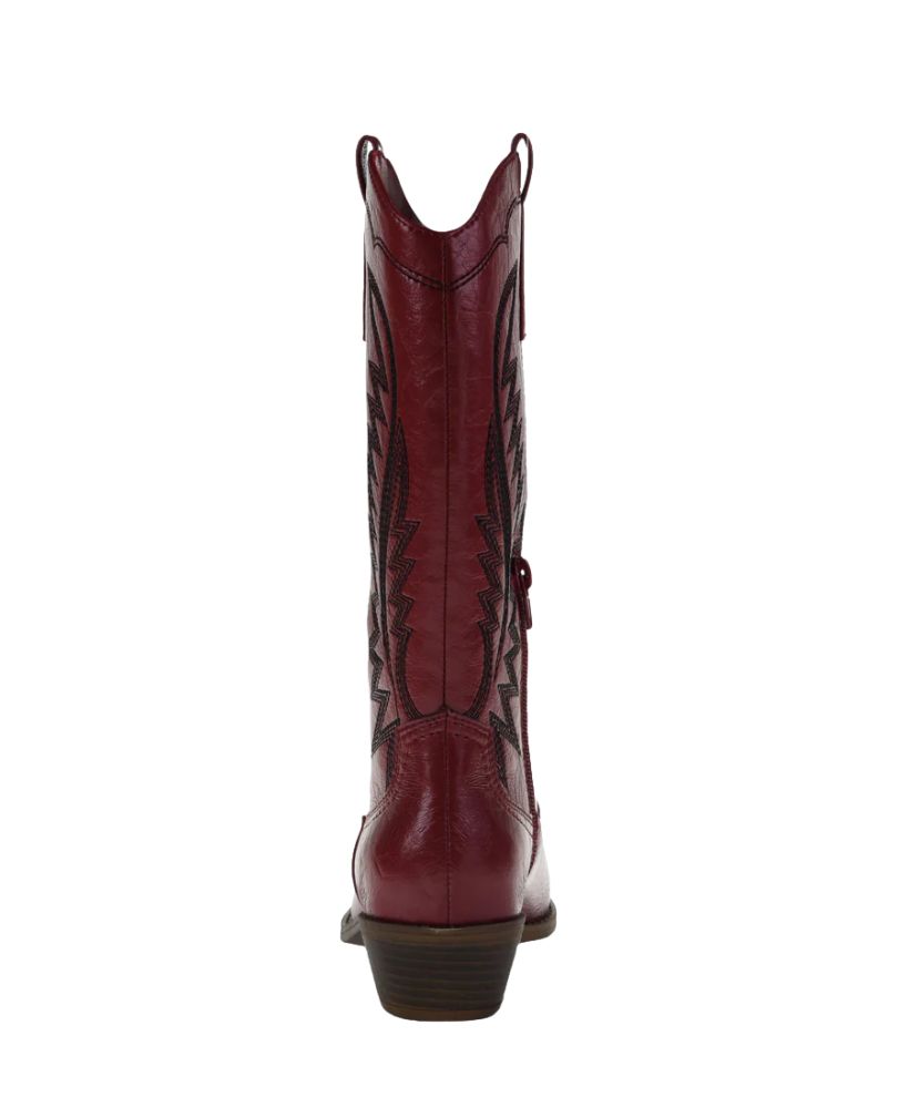 Red cowboy boot on a white background