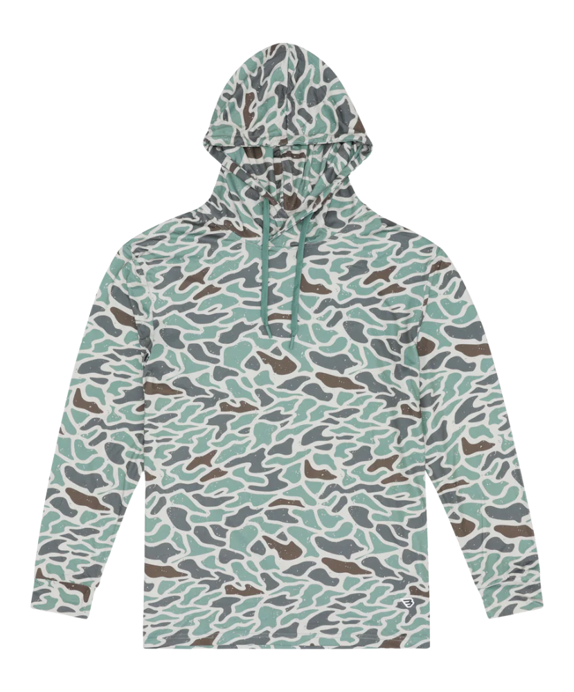 RETRO DUCK Camouflage-patterned hoodie on a white background