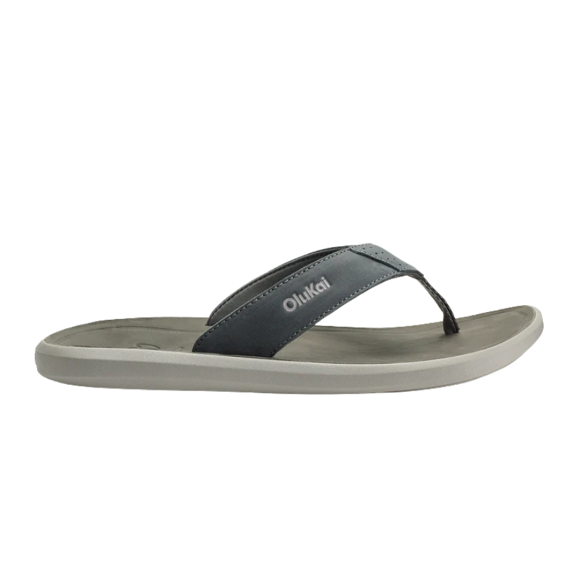 Gray sandal with black strap on a white background