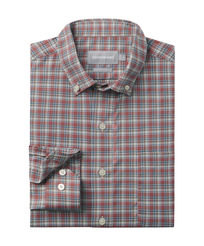 Plaid shirt with a collar on a white background