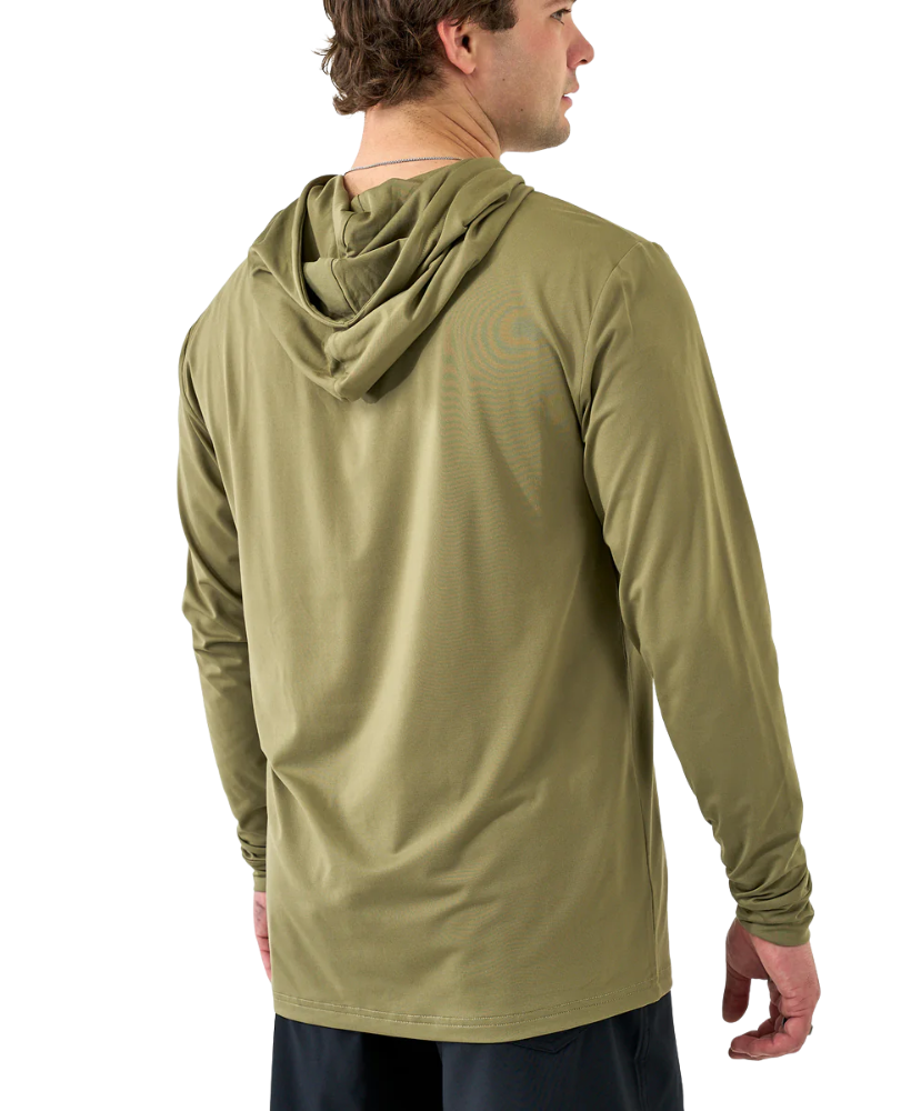 Man wearing a green hoodie on a white background