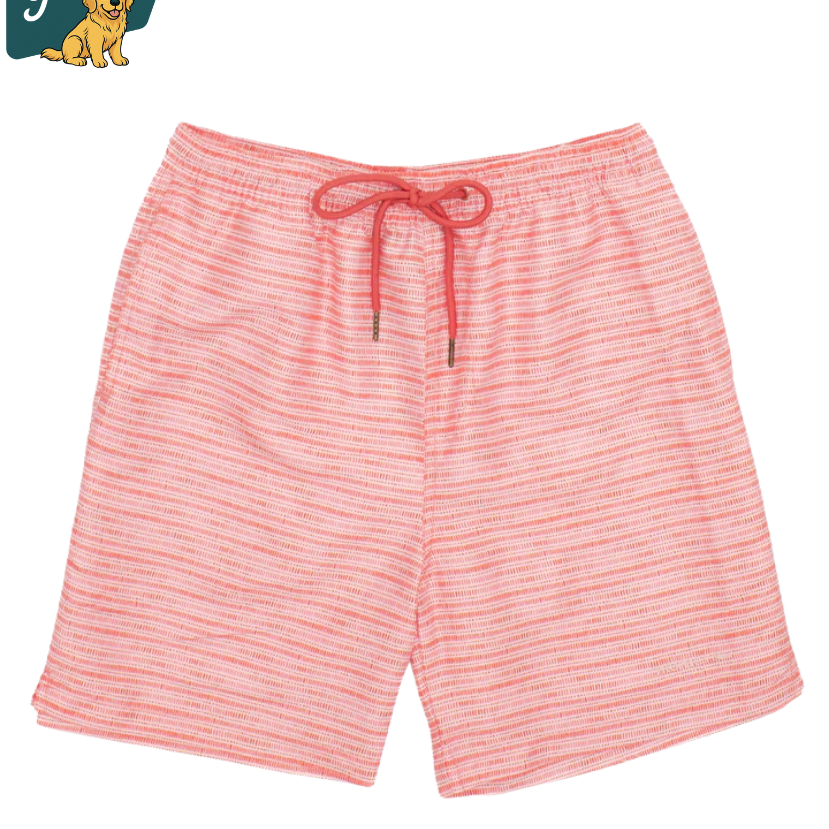 Pink striped shorts with a drawstring on a white background, featuring the 'Youth' brand logo.