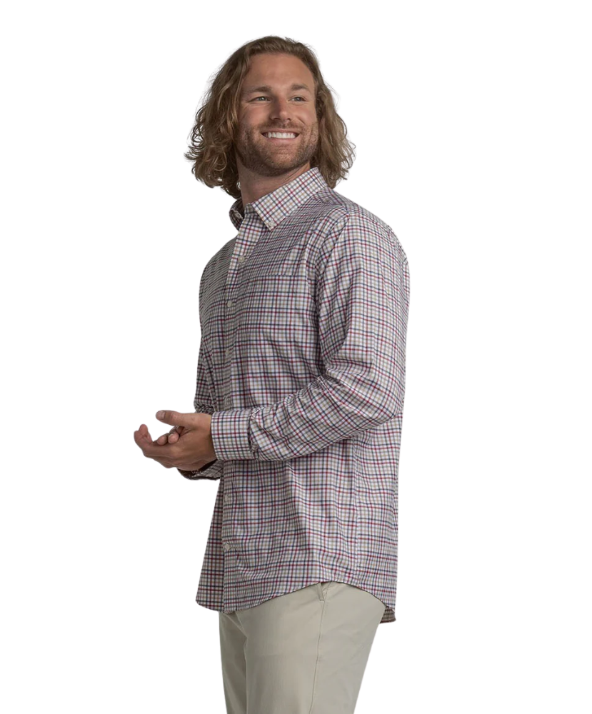 Man wearing a plaid shirt on a white background