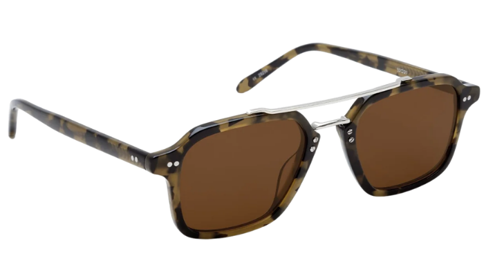 Krewe sunglasses with tortoiseshell frame and brown lenses on a white background