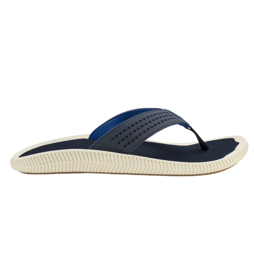 Blue and white sandal on a white background