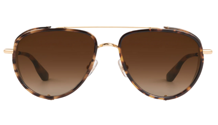 Krewe Sunglasses with tortoiseshell frame and brown gradient lenses on a white background