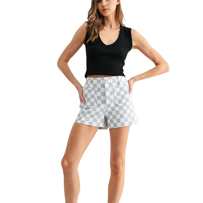 Case High Rise Chess Print Shorts