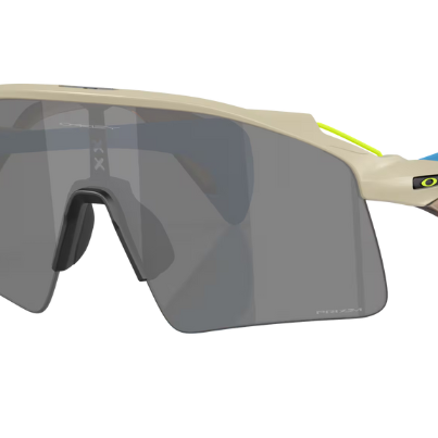 Oakley Stunt Wing Sunglasses with a beige frame and dark lenses on a white background