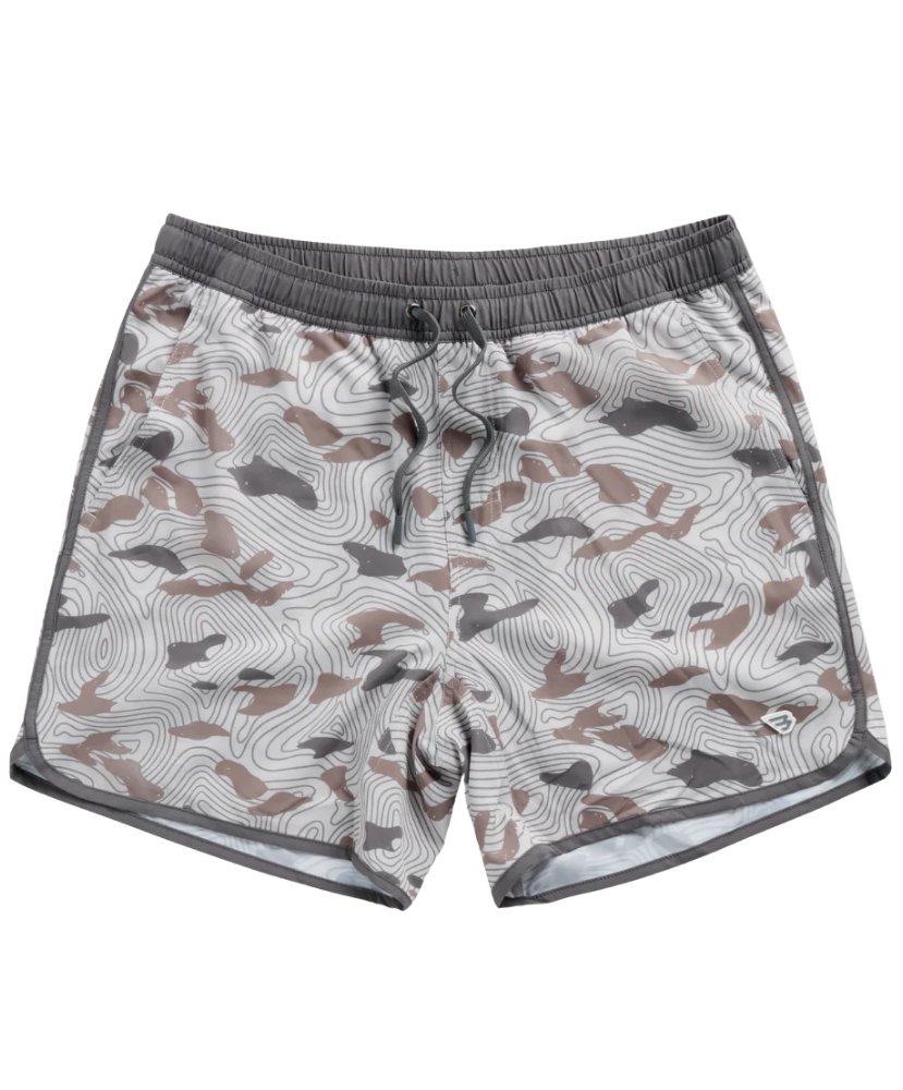 Burlebo swim shorts with a camouflage pattern on a white background