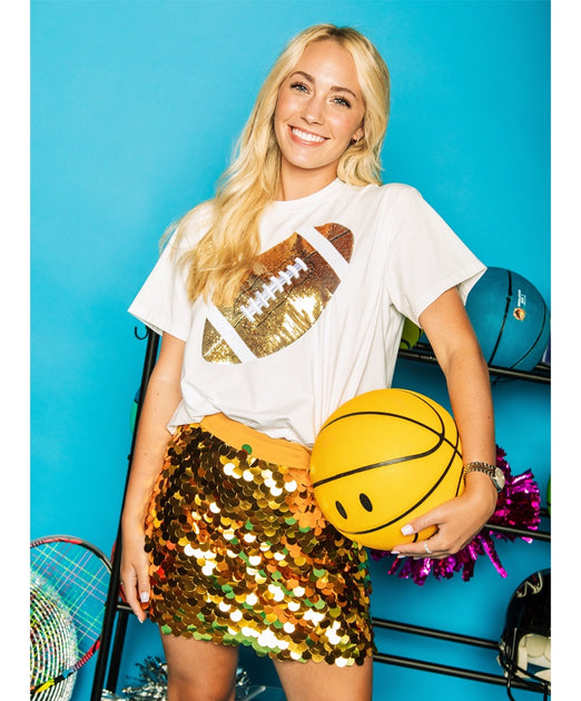 Queen Of Sparkles - Gold Football Tee – Shades Sunglasses