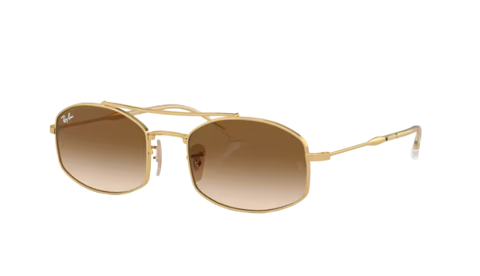 Gold sunglasses with gradient lenses on a white background Ray-Ban