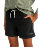 Black shorts with a visible brand logo worn by a person on a white background