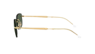 Sunglasses with gold frame and black lenses on a white background