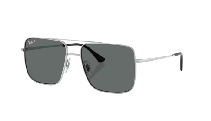 RAYBAN Silver sunglasses with dark lenses on a white background