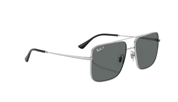 RAYBAN Silver sunglasses with dark lenses on a white background