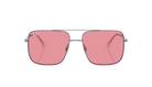 RAYBAN Sunglasses with pink lenses and silver frame on a white background