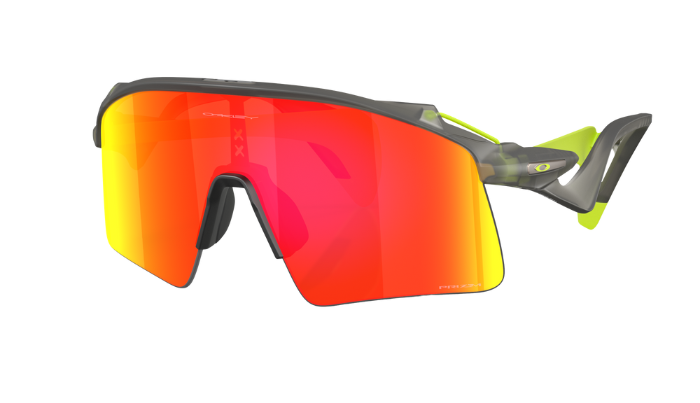 Oakley Stunt Wing Sunglasses with red and orange lenses on a white background