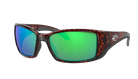 Sunglasses with green lenses and tortoiseshell frame on a white background